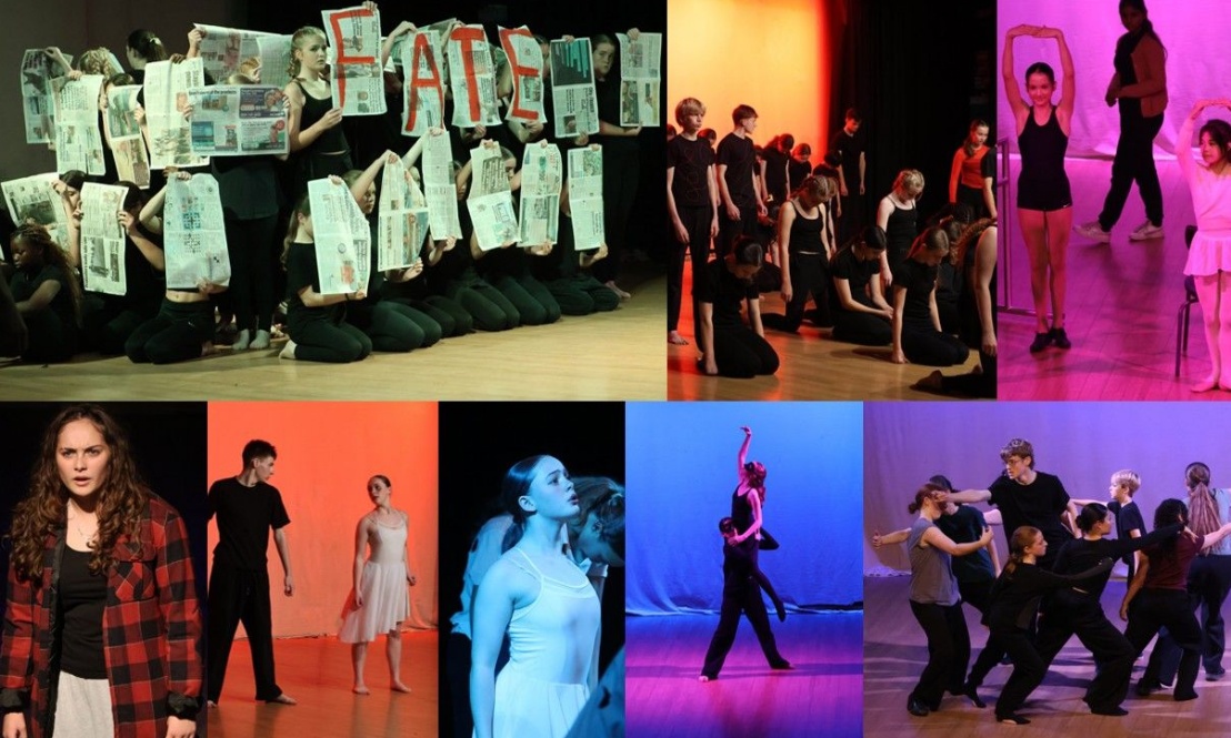 A collage of photos of pupils on stage at House Performing Arts